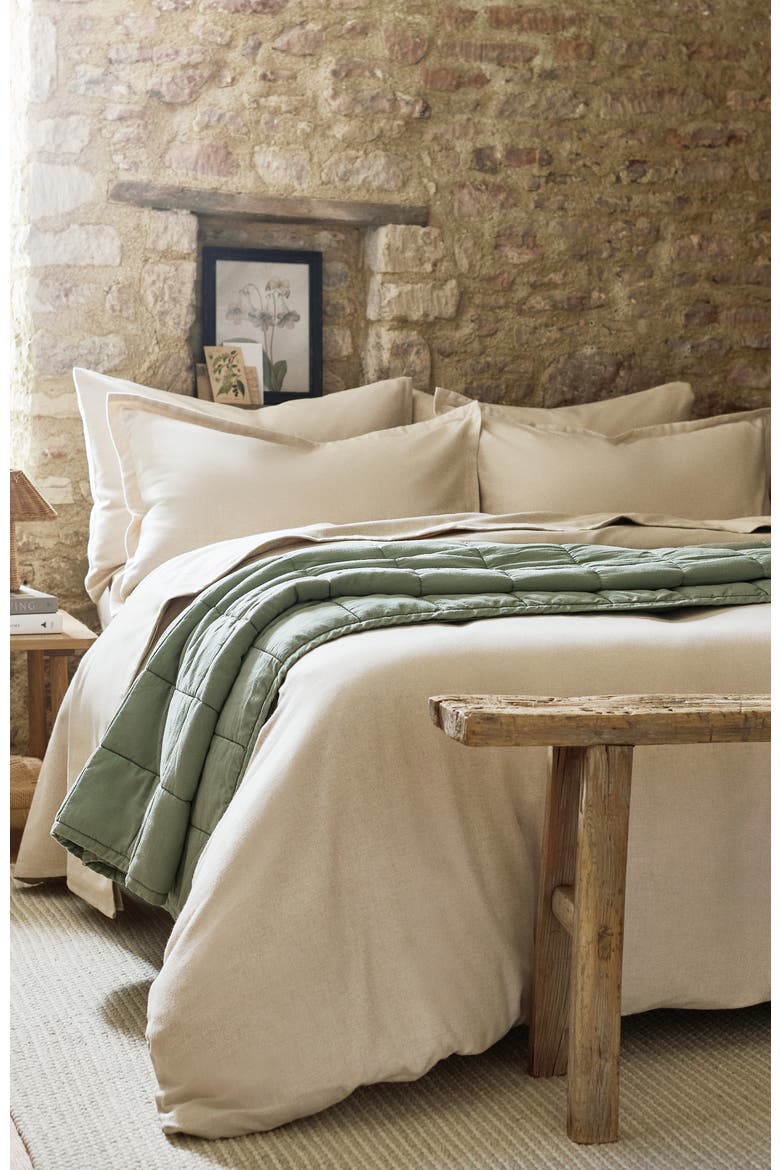 Flannel Marl Brushed Cotton Duvet Cover Sets, Alternate, color, Oat