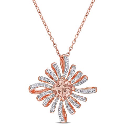 Morganite & White Topaz Floral Necklace