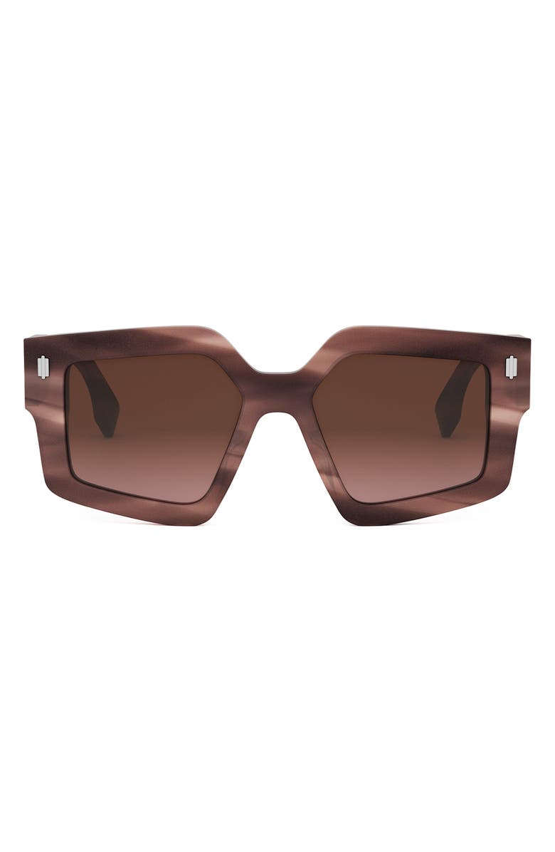 Fendi Roma 52mm Square Sunglasses, Main, color, Pink / Other / Gradient Brown