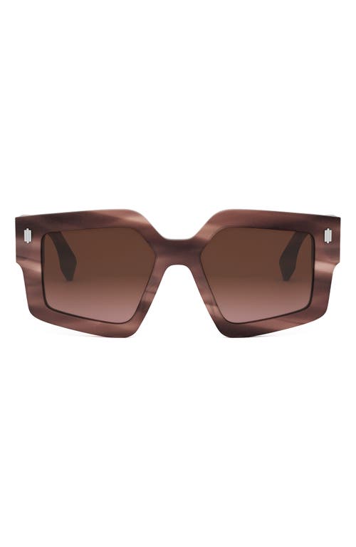 Shop Fendi Roma 52mm Square Sunglasses In Pink/other/gradient Brown