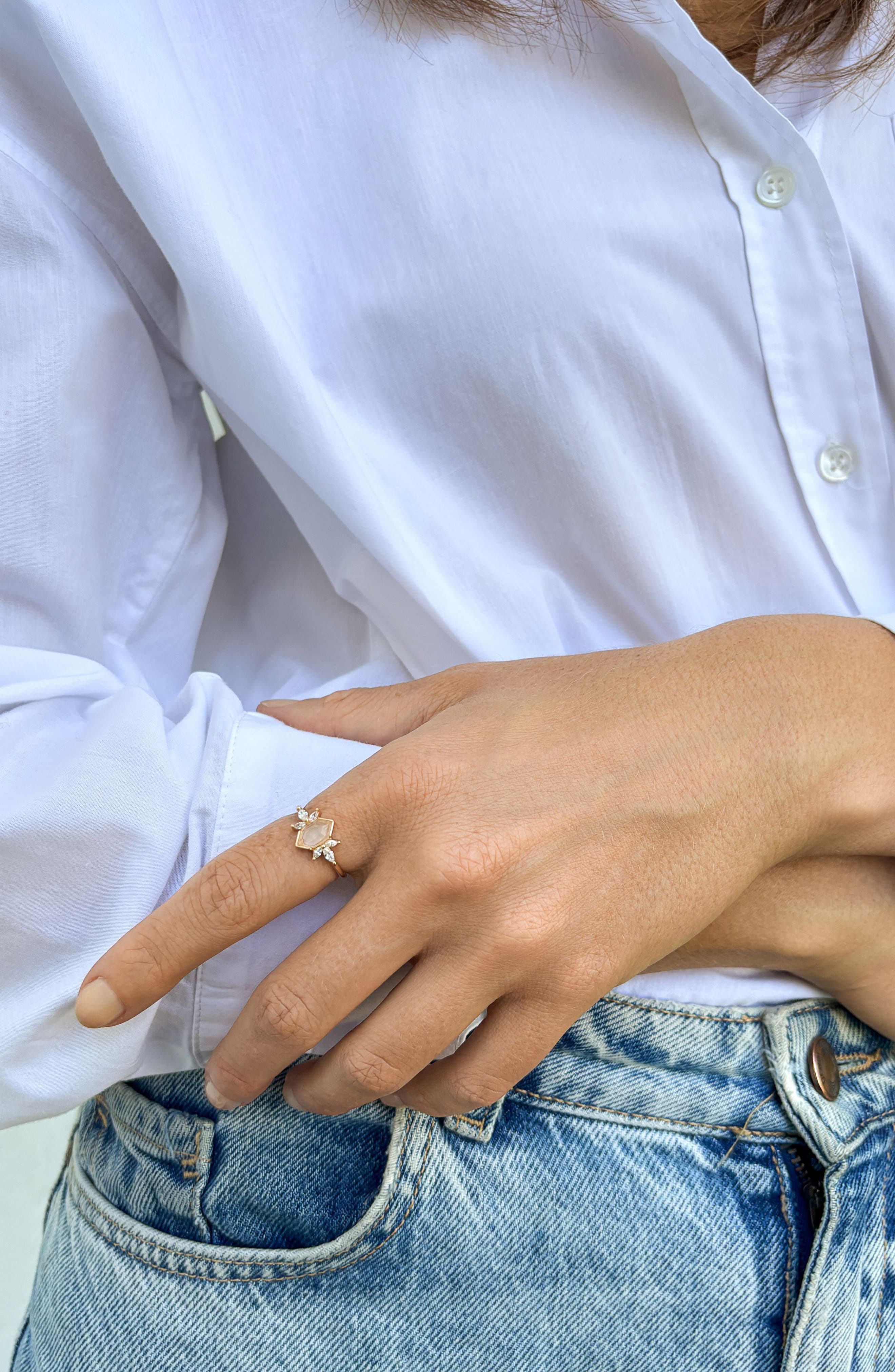 ADORNIA FINE Rose Quartz Deco Ring (Women) | Nordstromrack