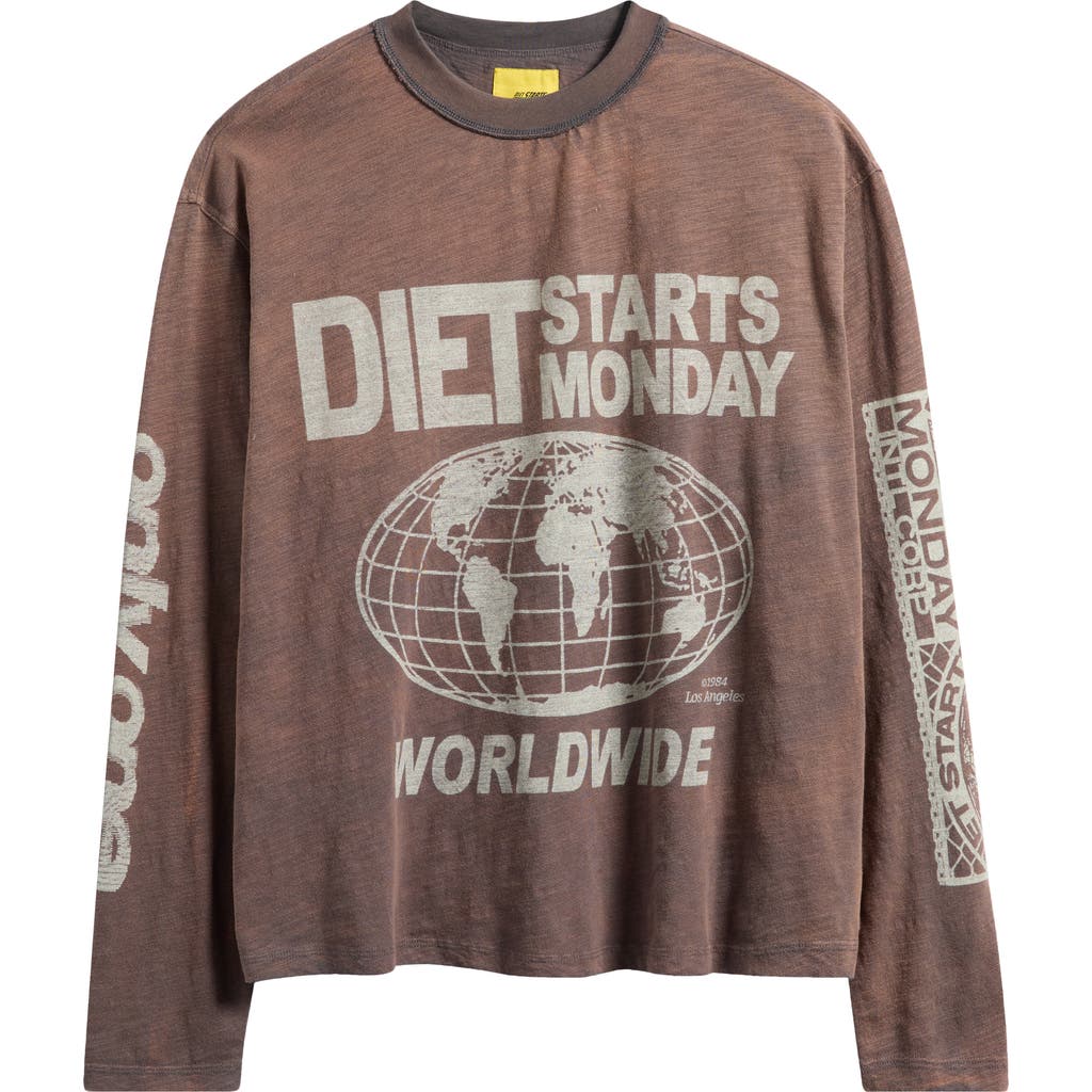 Diet Starts Monday Worldwide Long Sleeve Cotton Graphic T-shirt In Animal Print