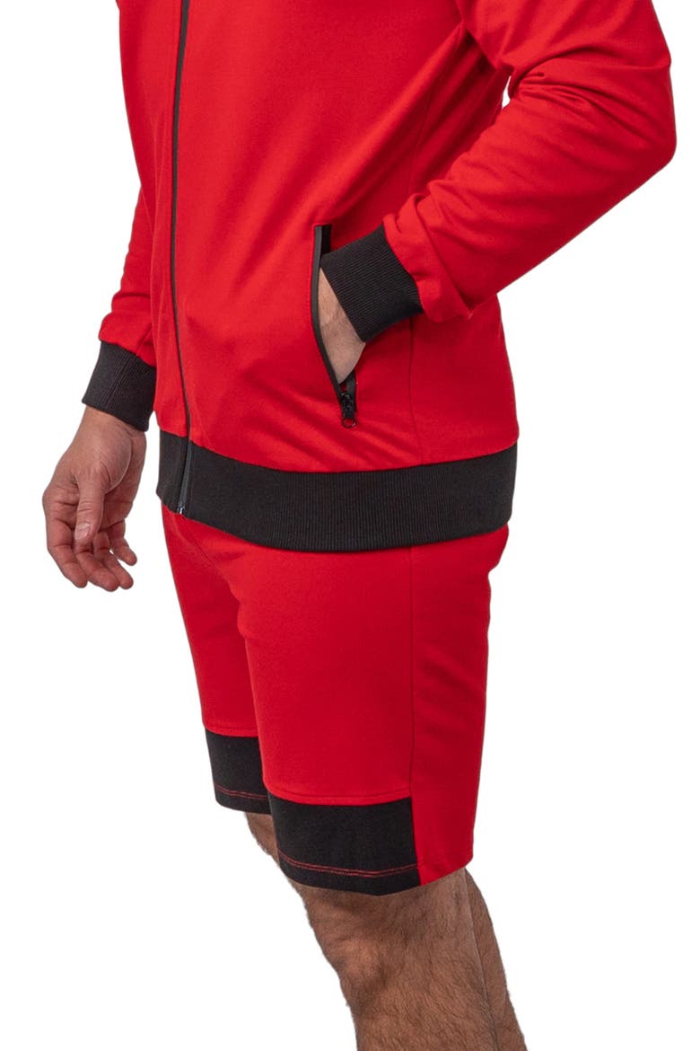 Level Platform Red Stretch Cotton Shorts, Alternate, color, RED