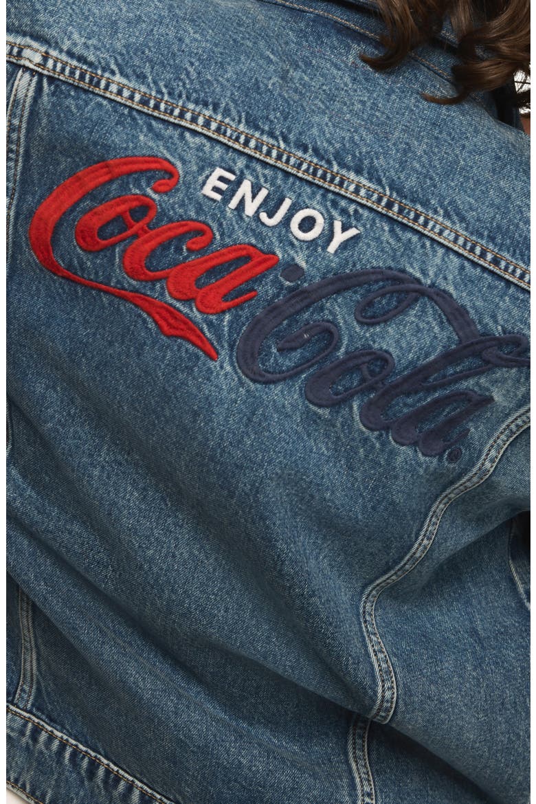 x Coca-Cola Cotton Denim Trucker Jacket, Alternate, color, FEEL THE POP
