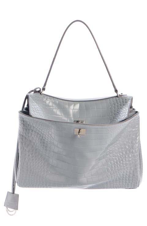 Medium Rodeo Croc Embossed Leather Handbag