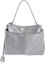 Balenciaga Medium Rodeo Croc Embossed Leather Handbag