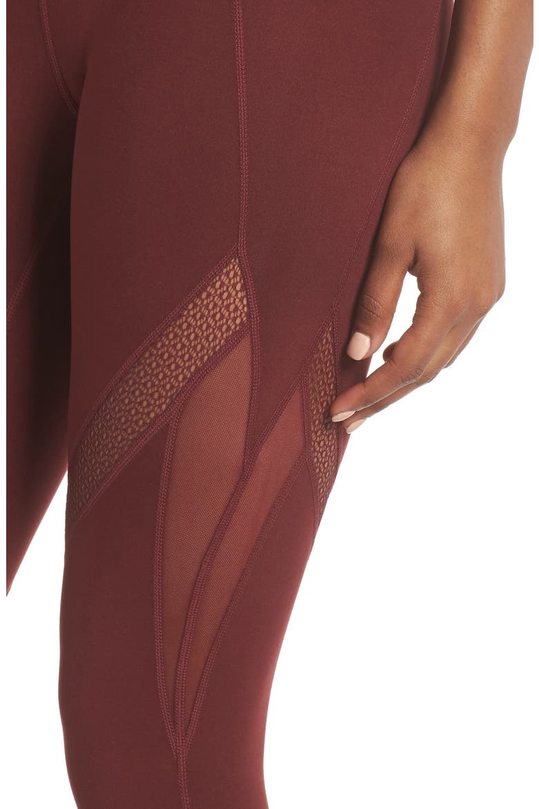 Moroccan High Waist Crop Leggings, Alternate, color, RED TANNIN