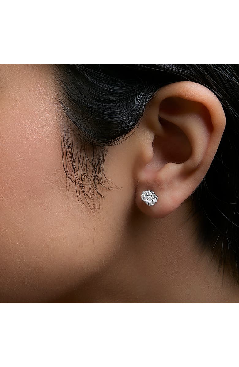 Haus of Brilliance Sterling Silver 1/3 Cttw Lab Grown Diamond Halo Swirl Stud Earrings, Alternate, color, Silver