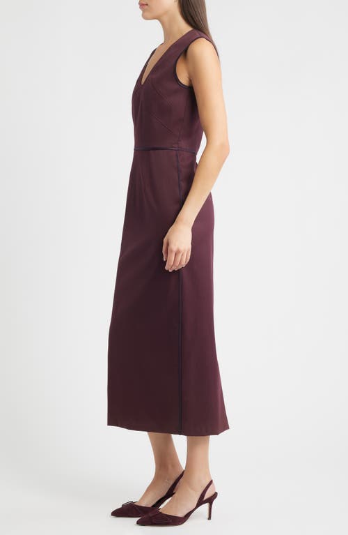 Hugo Boss Boss Drumialdan Virgin Wool Midi Sheath Dress In Purple