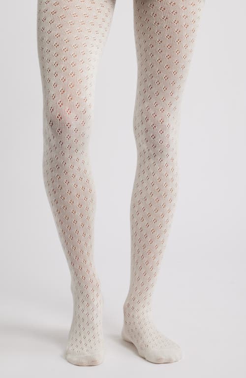 Hue Diamond Pointelle Sweater Tights In White