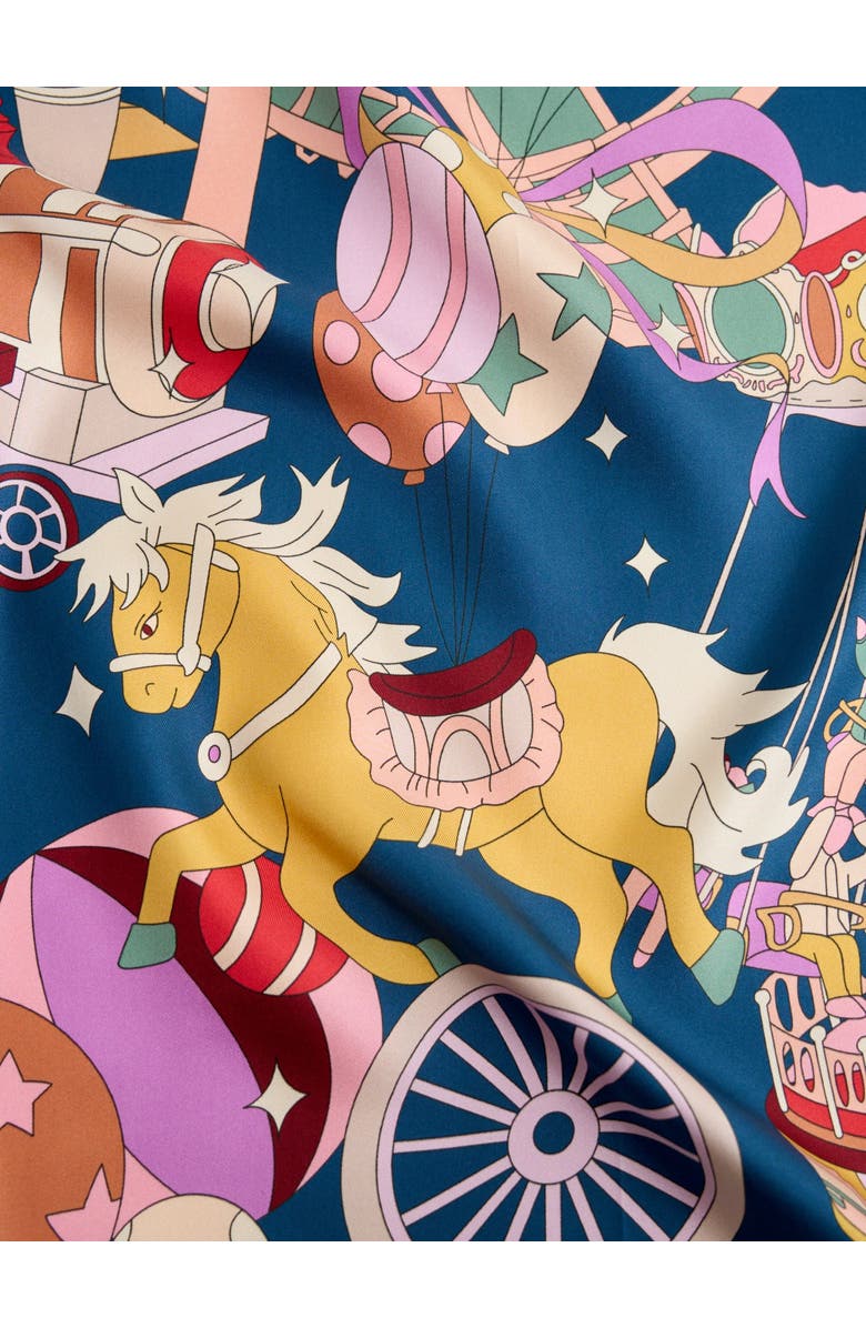 Lost Pattern "Pop Pony" Silk Twill Large Silk Scarf, Alternate, color, Midnight Blue