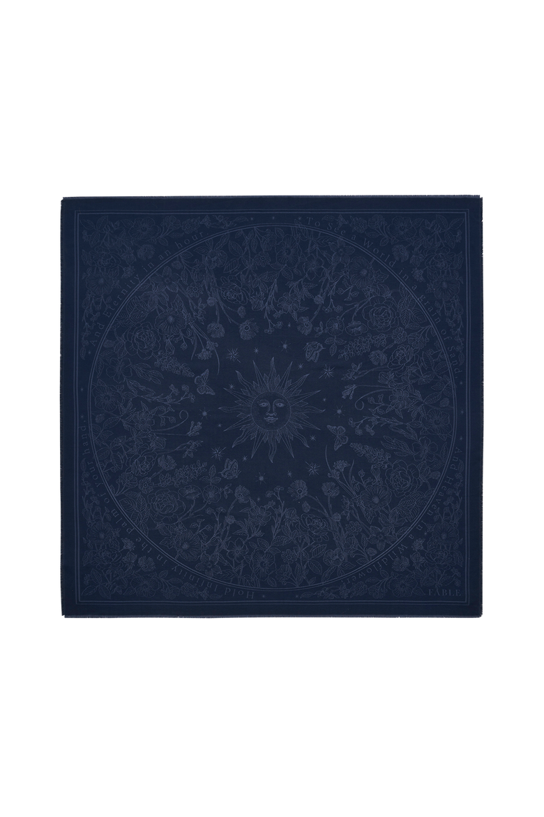 Selene Large Square Jacquard Scarf, Main, color, Navy