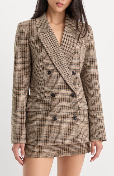 Double Breasted Plaid Blazer