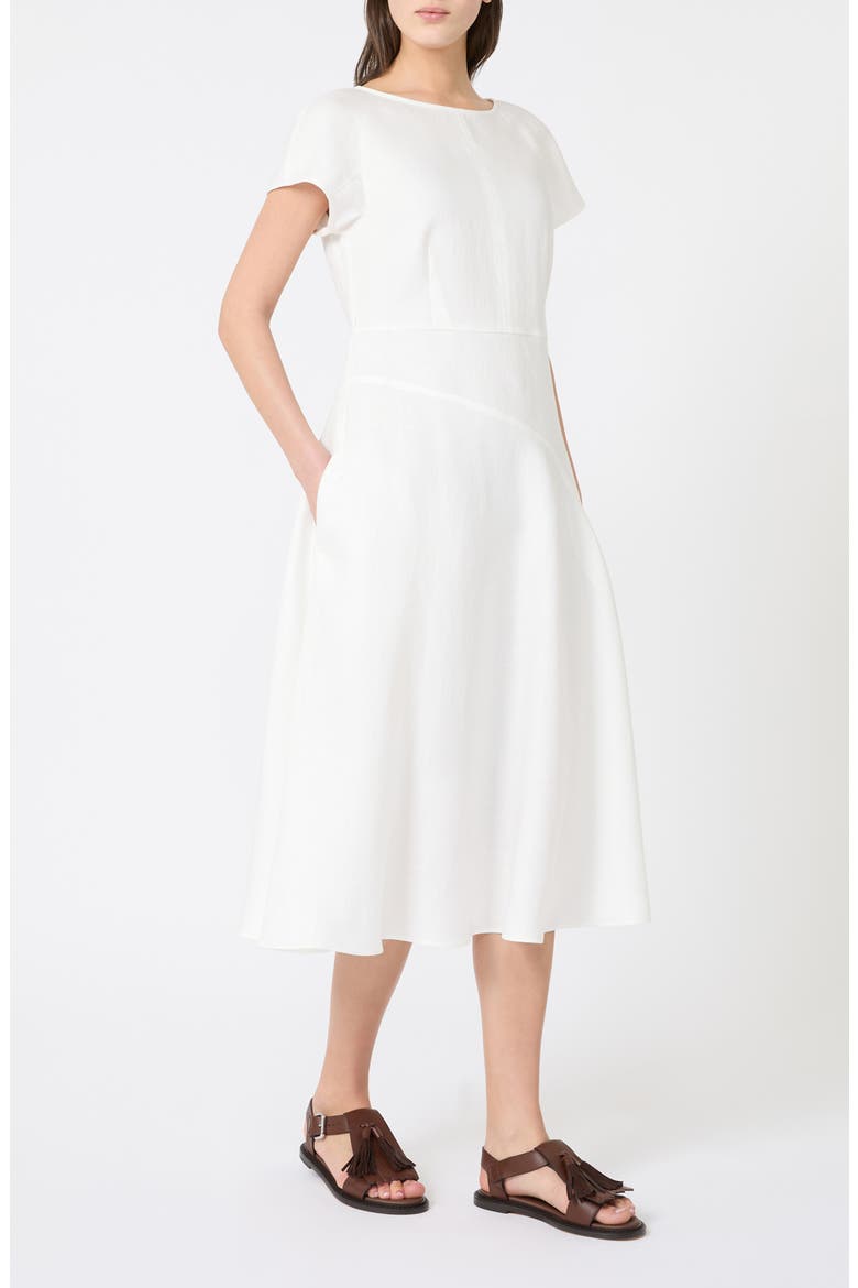 Esordio Linen Midi Dress, Alternate, color, WHITE