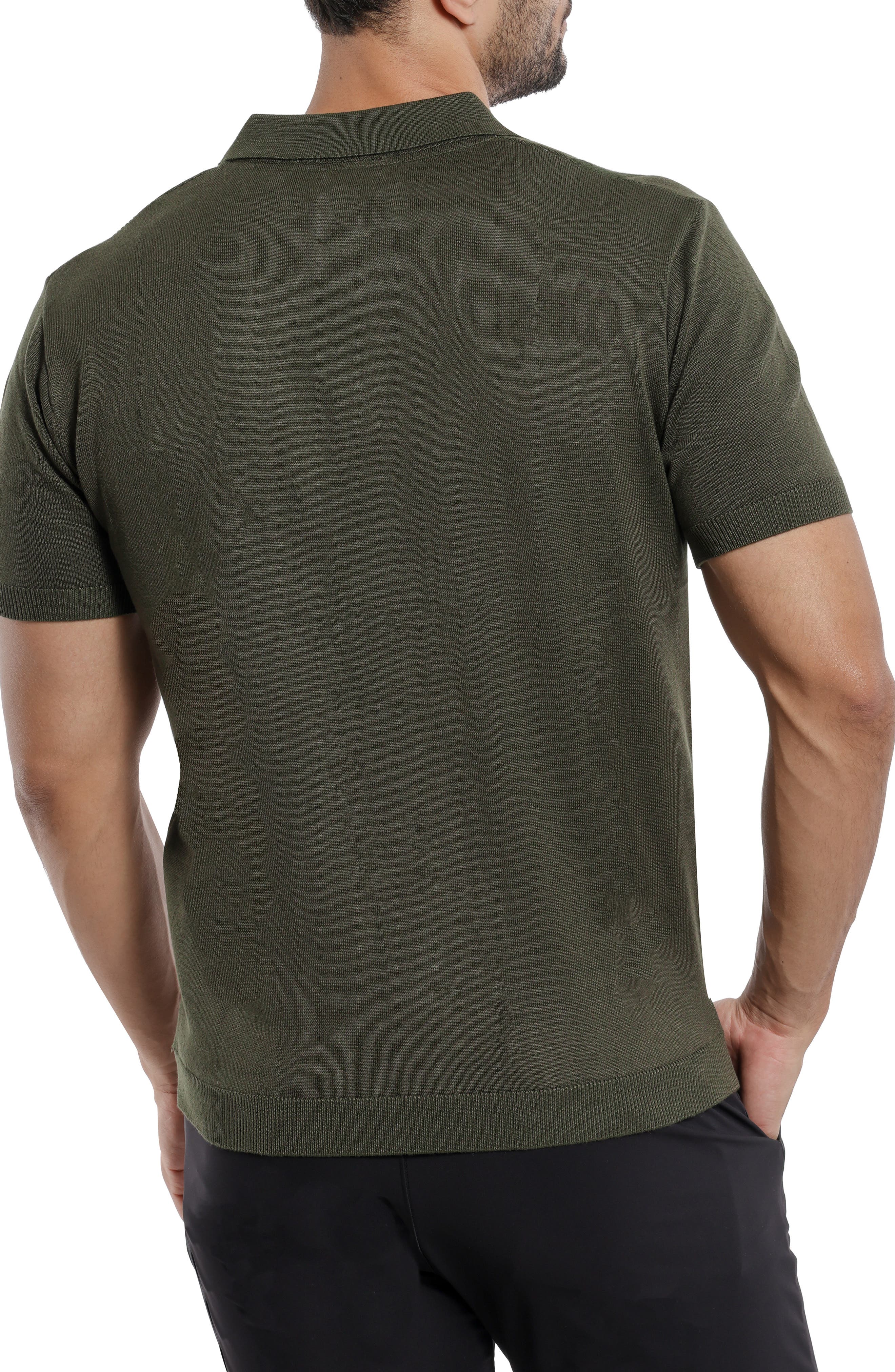 Textured Short Sleeve Button-Up Sweater - image 4