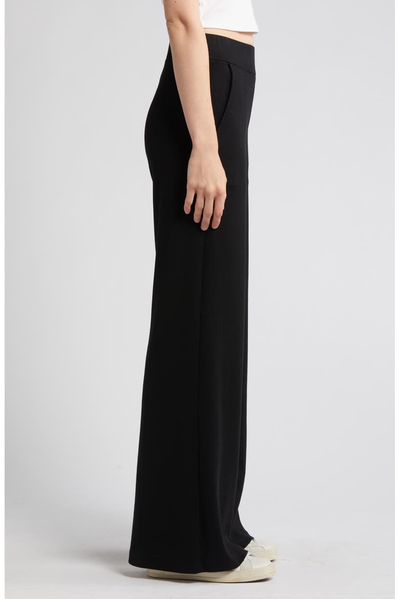 Sourie Stretch Cotton Wide Leg Pants, Alternate, color, TRUE BLACK