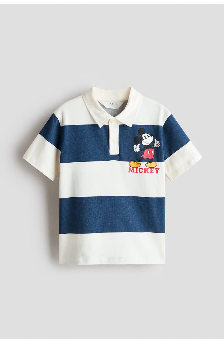 H&M Printed polo shirt, Alternate, color, White/Mickey Mouse