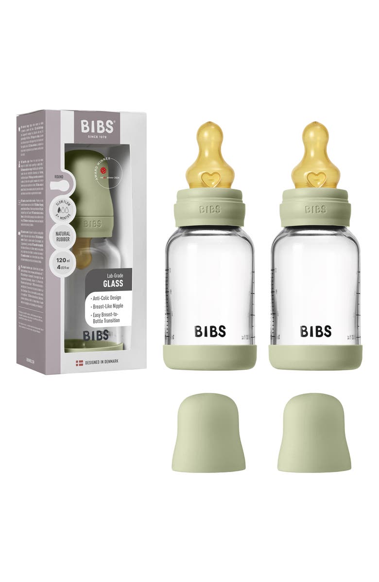 BIBS 4 Oz. Glass Bottle Set, Main, color, Sage