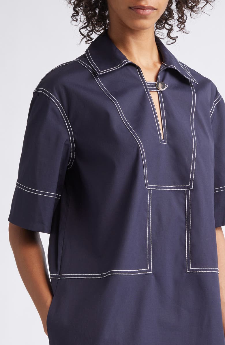 Veronica Beard Phelix Poplin Shift Minidress, Alternate, color, Navy