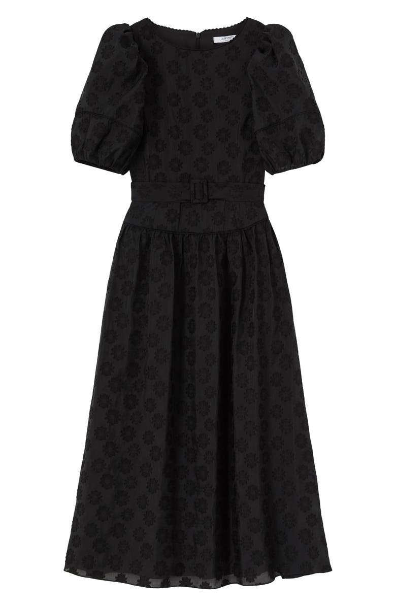 LK Bennett Esmerelda Puff Sleeve Fit & Flare Midi Dress, Alternate, color, Black