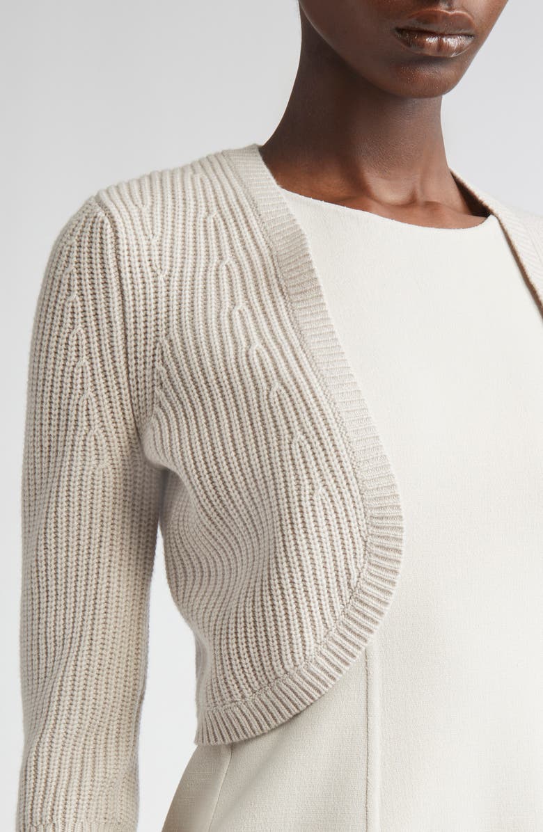 Michael Kors Collection Shaker Stitch Cashmere Shrug, Alternate, color, Oyster