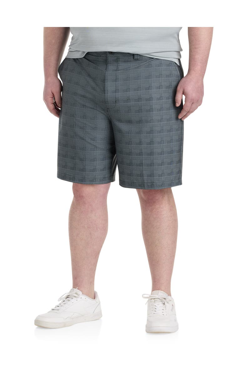 Reebok Big & Tall Performance Tonal Plaid Golf Shorts, Main, color, Black/Grey 3