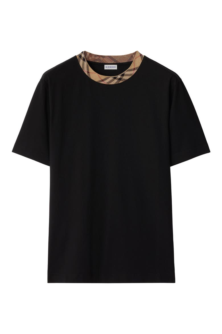 Check Trim T-Shirt, Alternate, color, BLACK