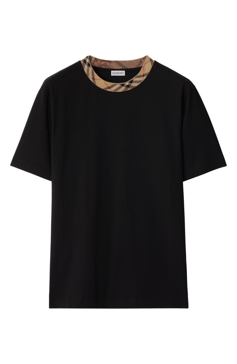 Burberry Check Trim T-Shirt, Alternate, color, Black