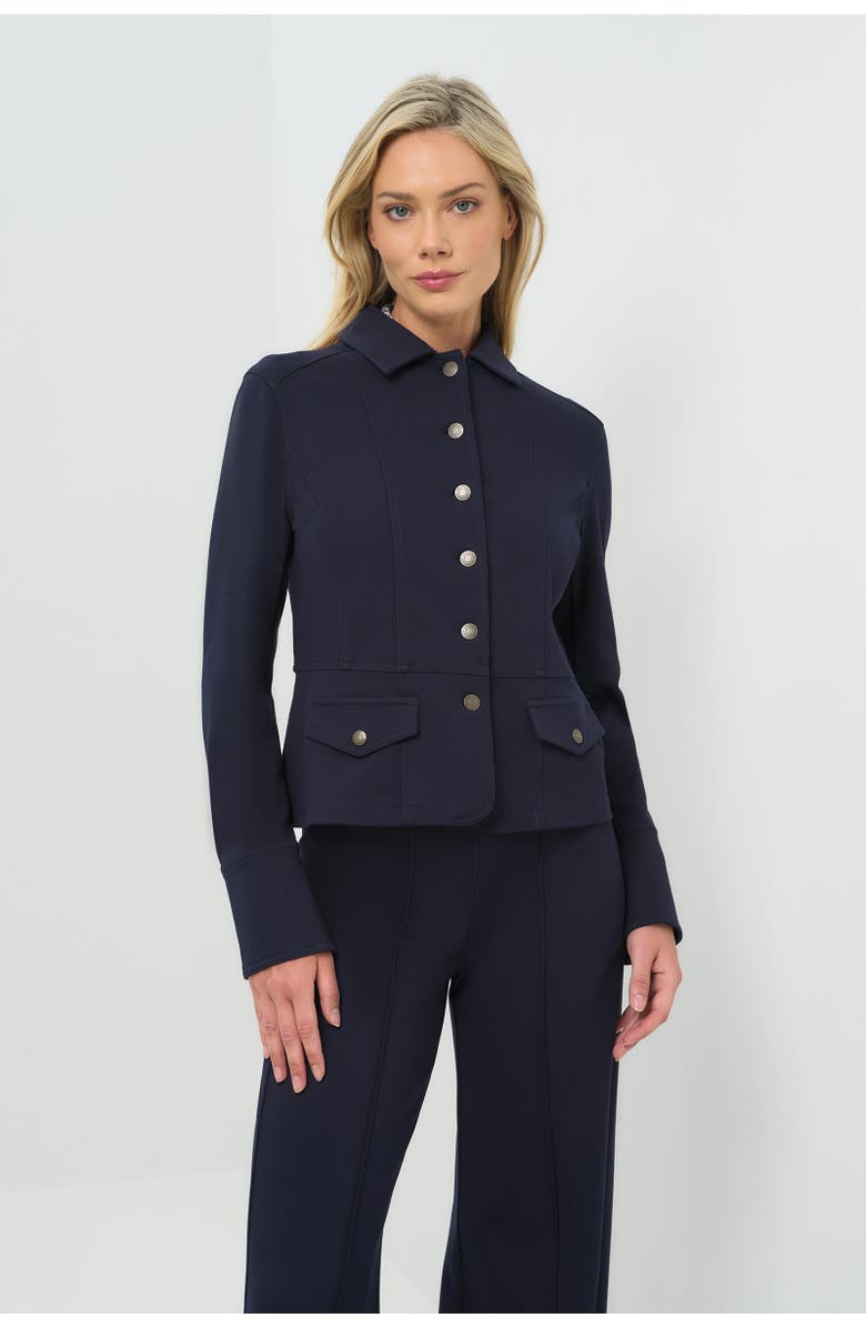 Anatomie Caprice Ponte Cropped Tailored Jacket, Main, color, Navy