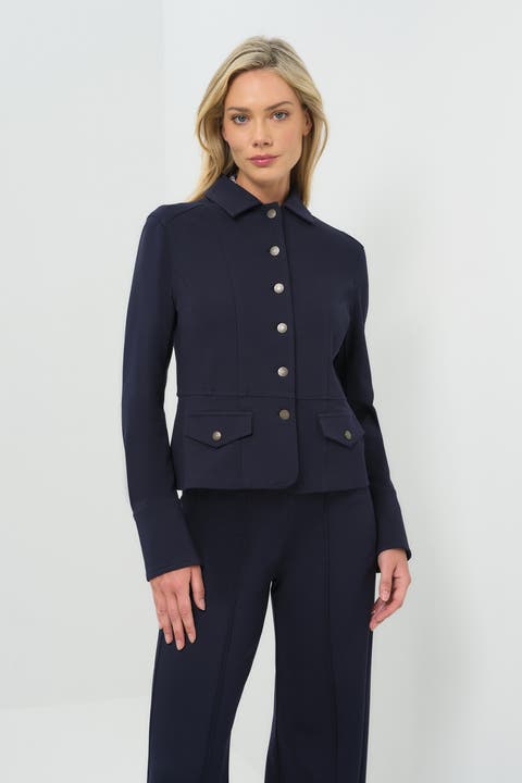 Caprice Ponte Cropped Tailored Jacket