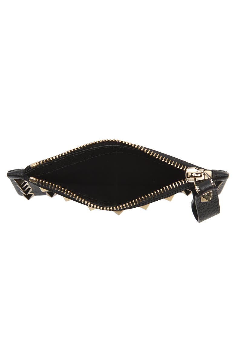 Valentino Garavani Rockstud Leather Zip Card Case, Alternate, color, 