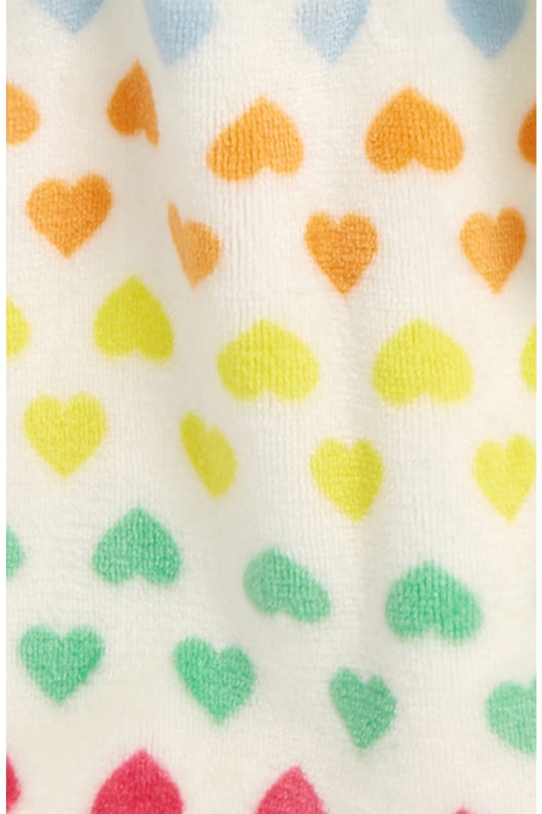 Kids' Hooded Fleece Robe, Alternate, color, IVORY EGRET RAINBOW HEARTS