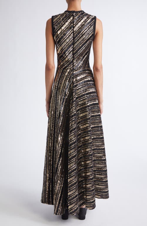 Giambattista Valli Sequin Stripe Asymmetric Midi Dress In Multi