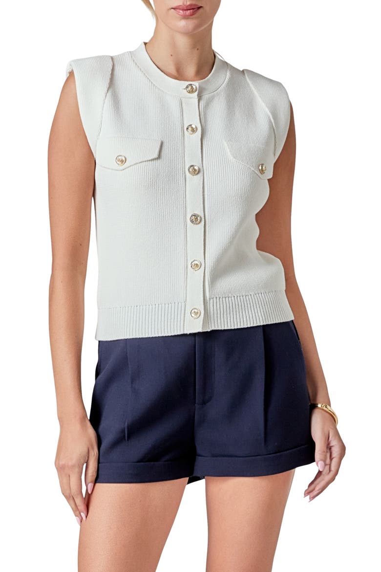 Button Sweater Vest, Main, color, CREAM