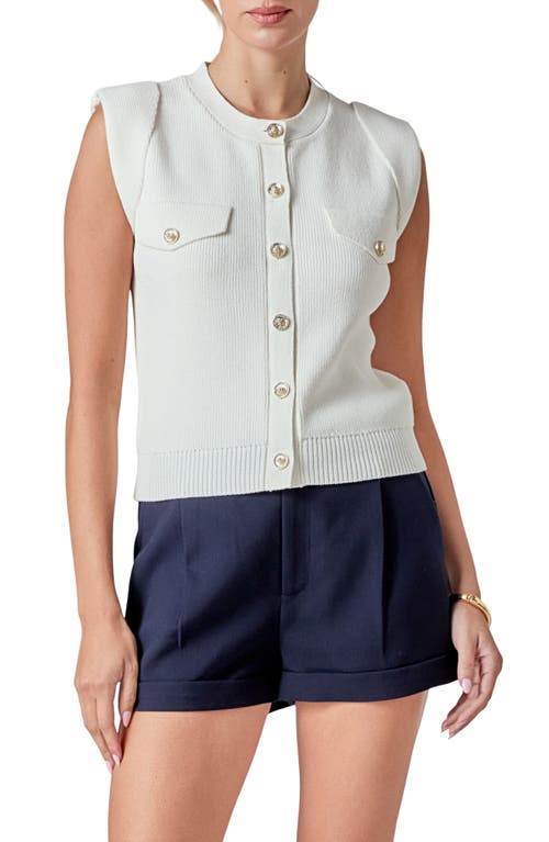 Endless Rose Button Sweater Vest In White
