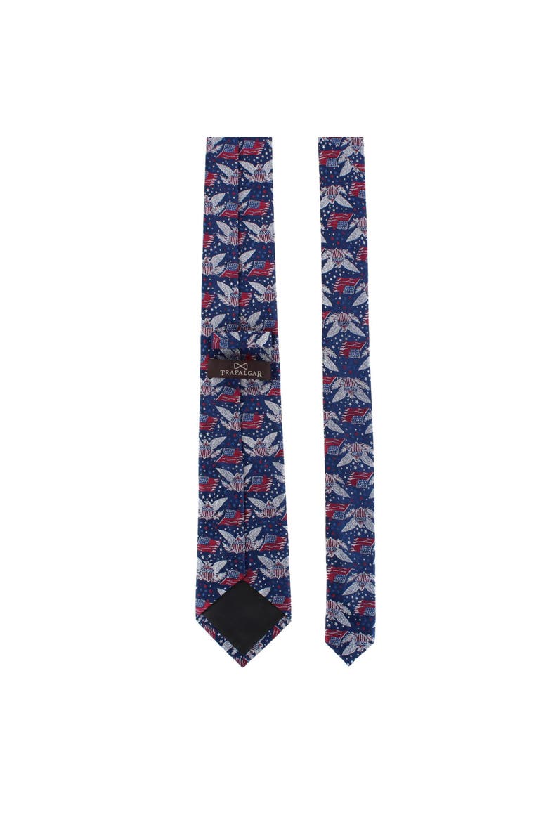 Legacy Soars Patriotic Bald Eagle Silk Novelty Necktie, Alternate, color, Navy Blue
