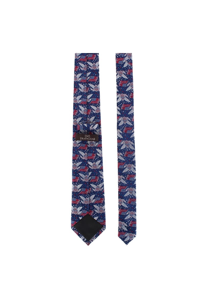 Trafalgar Legacy Soars Patriotic Bald Eagle Silk Novelty Necktie, Alternate, color, Navy Blue
