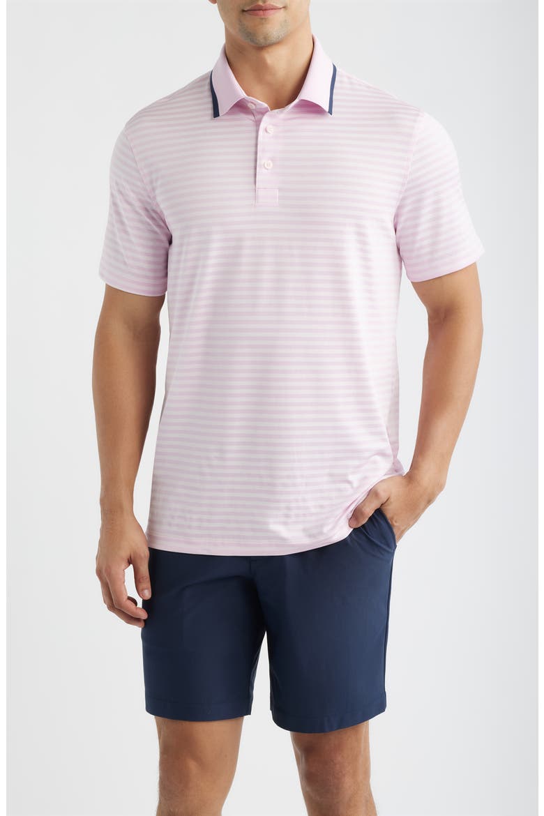 Stripe Mesh Golf Polo, Main, color, BLUSH
