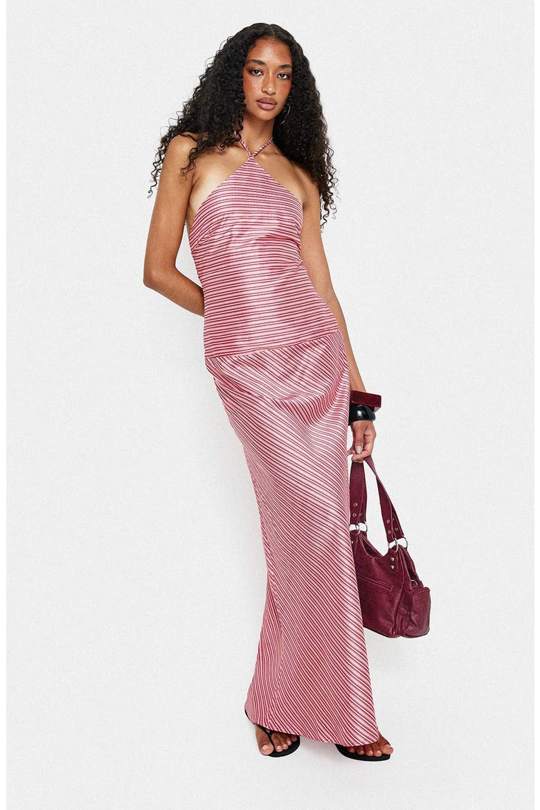 Bellamissimo Halter Maxi Dress, Alternate, color, PINK STRIPE