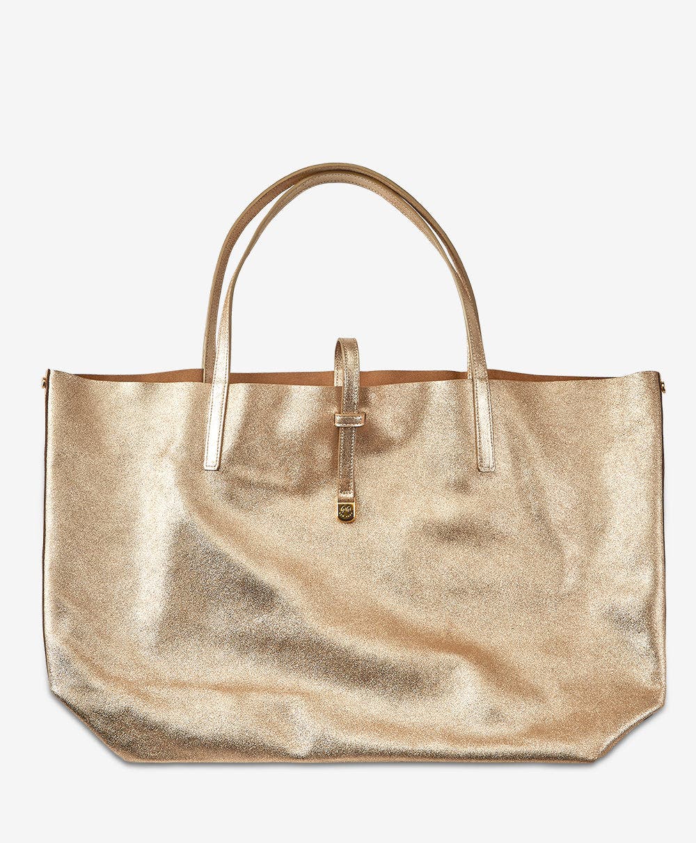 GiGi New York Reversible Luna Tote, Alternate, color, Platinum Metallic