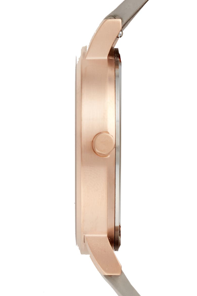 La Roche Marble Leather Strap Watch, 38mm, Alternate, color, WHITE