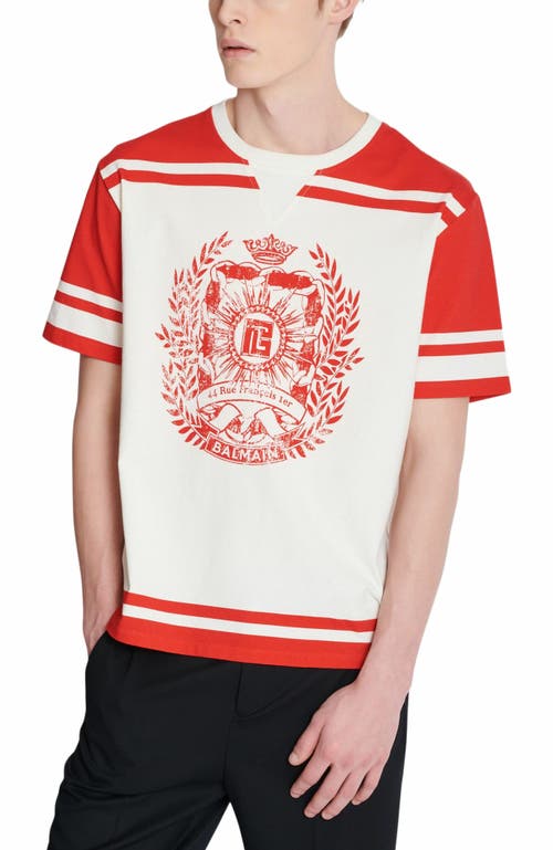 Balmain Varsity Print T-shirt In Red