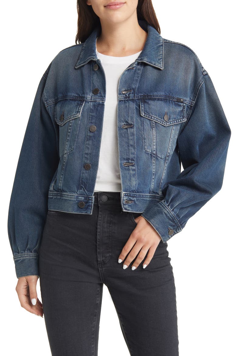 Mirah Denim Trucker Jacket, Main, color, KING STREET
