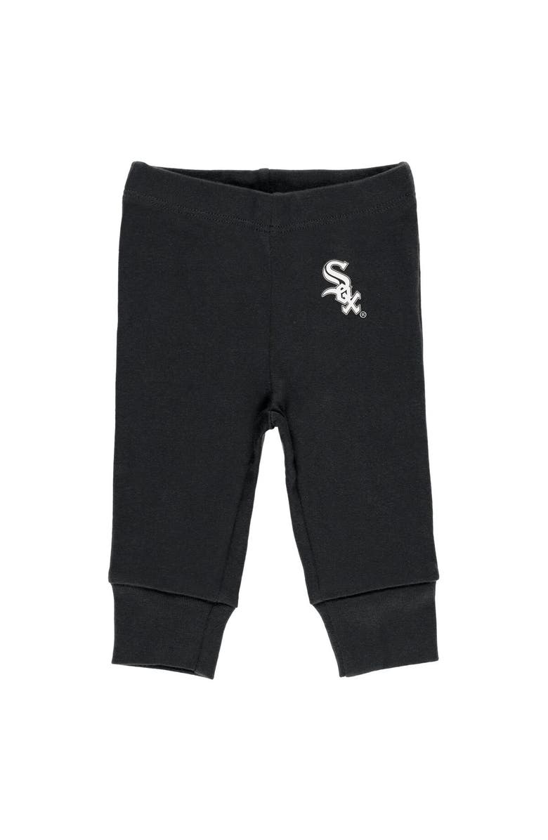 WEAR by Erin Andrews Newborn & Infant WEAR by Erin Andrews Gray/White/Black Chicago White Sox Three-Piece Turn Me Around Bodysuits & Pants Set, Alternate, color, 