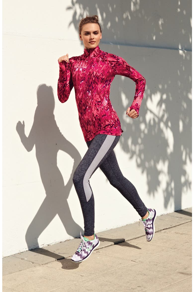 'Good Sport' Half Zip Pullover, Alternate, color, RED BERRY IKAT CHEVRON PRINT