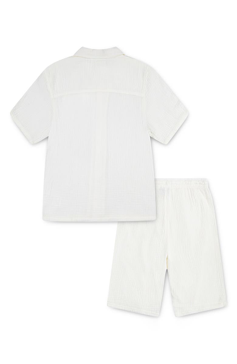 Hurley Kids' Cotton Gauze Camp Shirt & Shorts Set, Alternate, color, Marshmallow