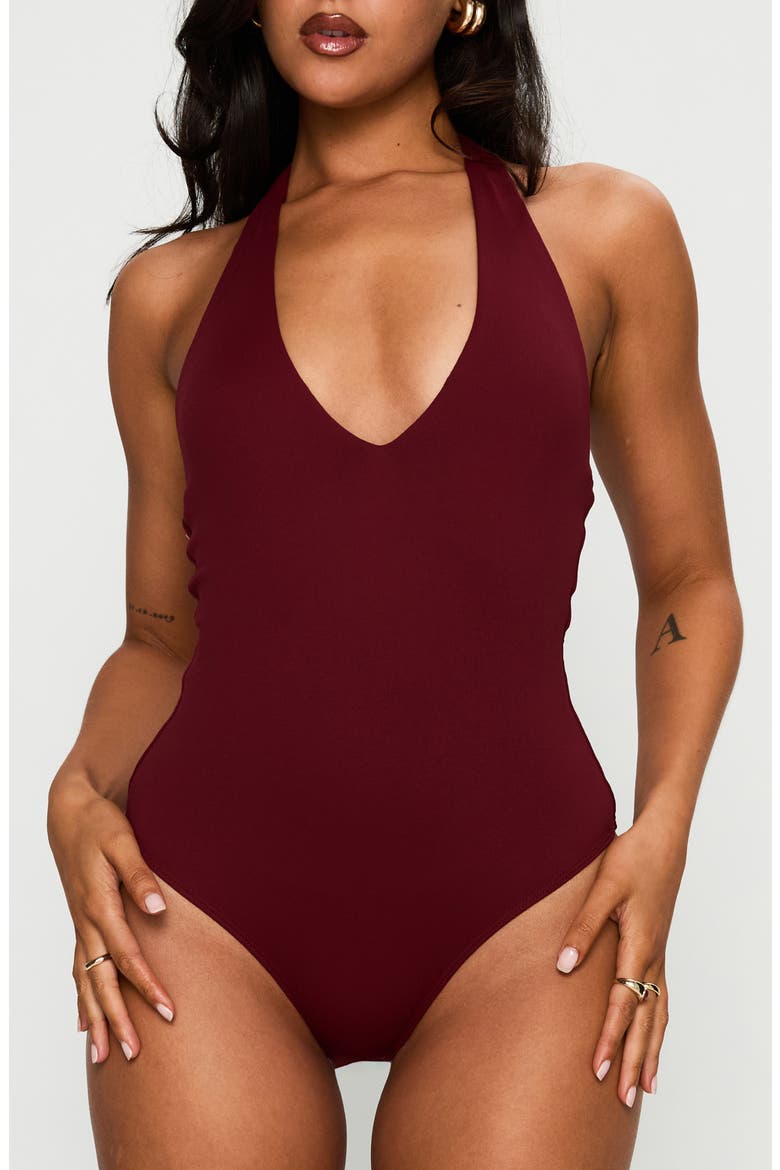 Someone New Halter Bodysuit, Main, color, BURGUNDY