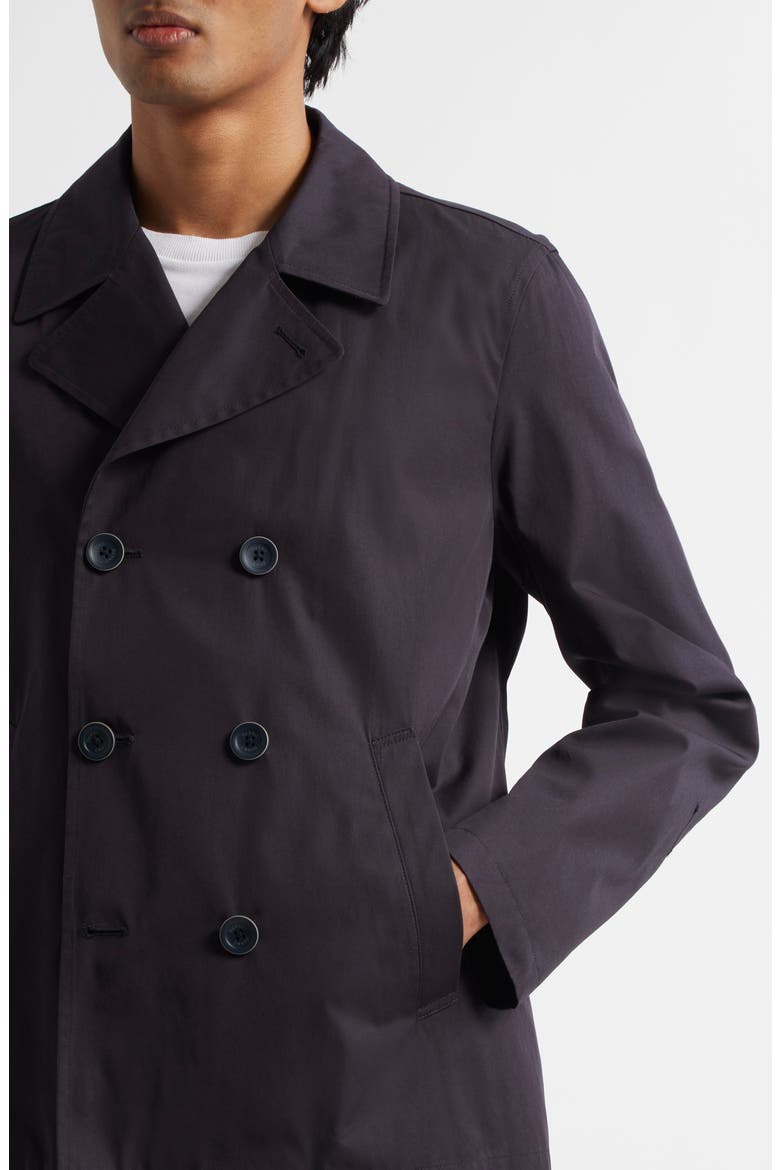 Double Breasted Water Resistant Cotton Peacoat, Alternate, color, BLUE