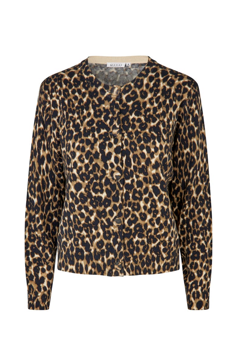 Masai Copenhagen MaLika Leopard Print Cardigan, Alternate, color, Incense