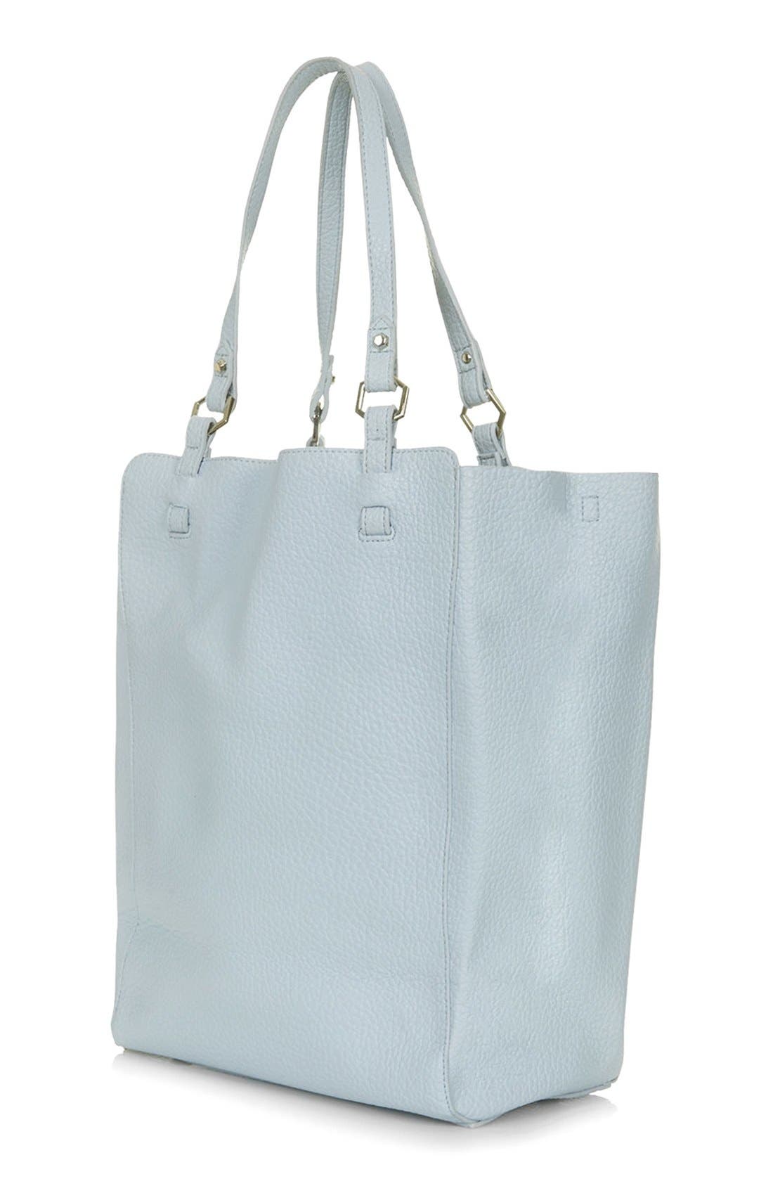 'Hex' Faux Leather Tote, Alternate, color, LIGHT BLUE